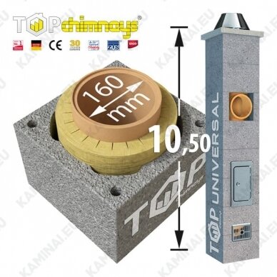 TOP UNIVERSAL Kaminas Ø160 h=10,5m, kompl.