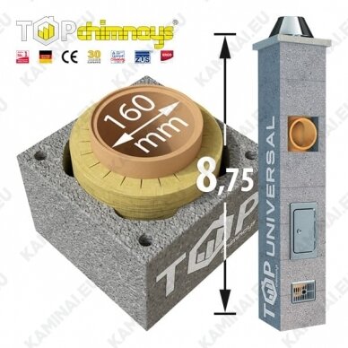 TOP UNIVERSAL Kaminas Ø160 h=8,75m, kompl.